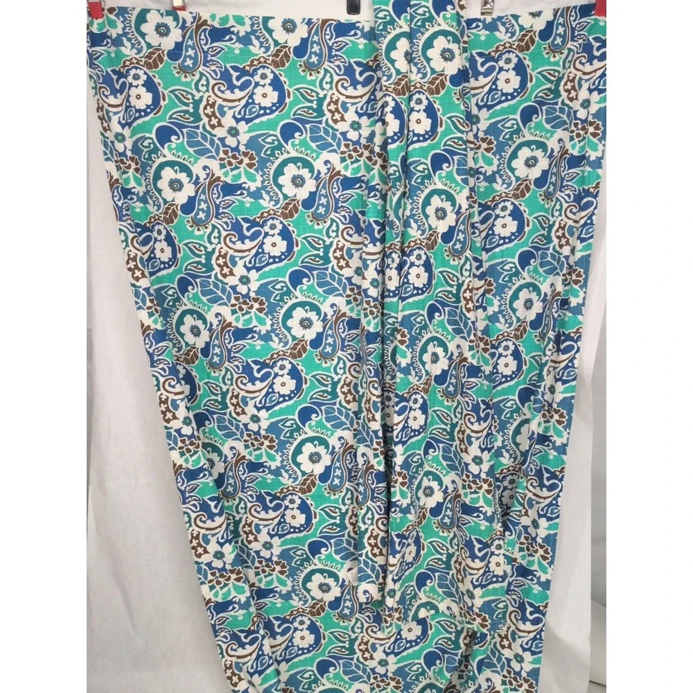 Pier 1 Imports Curtain Blue Green Paisley Floral 46x84 set of 2, 100% Cotton Rod